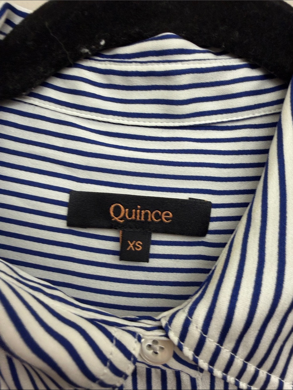 Quince women’s White and Navy Striped Dress Shirt - Picture 2 of 5